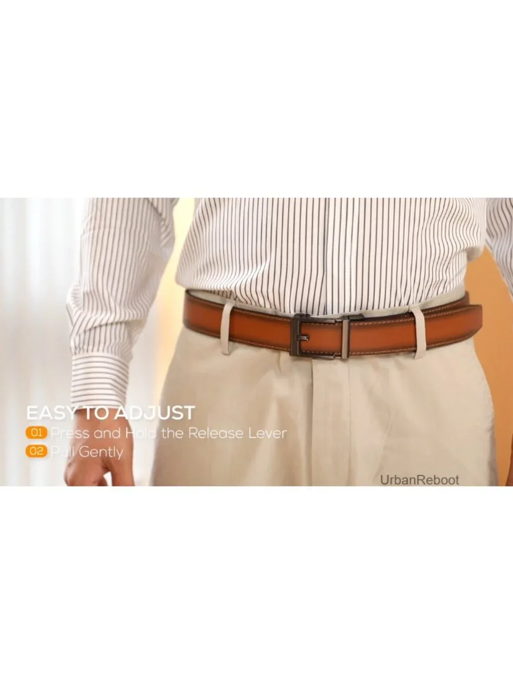 Men's Ratchet Belt Genuine Leather Adjustable 1.5